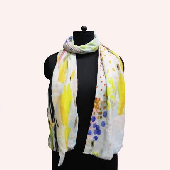 Block Print Plain Woolen Scarf - Picture 2 of 4